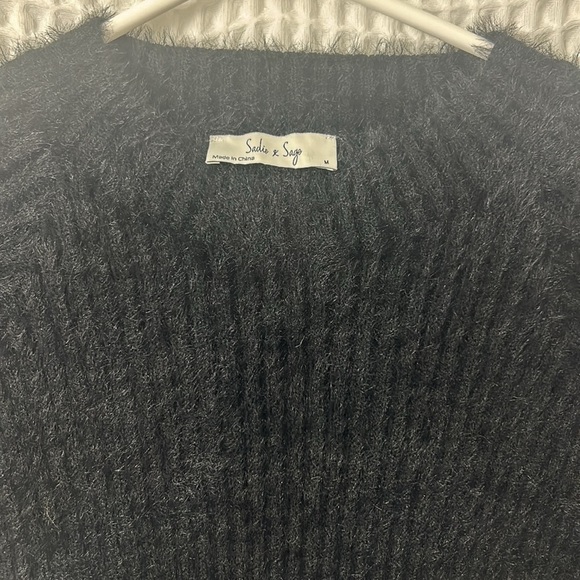 NWOT Sadie & Sage Rudy Ribbed Short Sleeve Sweater Black Medium - Picture 8 of 10
